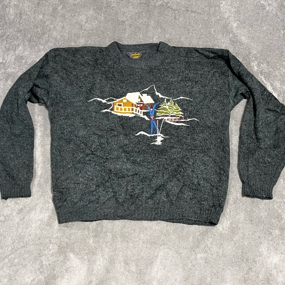 Serge Saint Yves Sport Vintage Knit Sweater – XL / TG – Green Chalet Scene